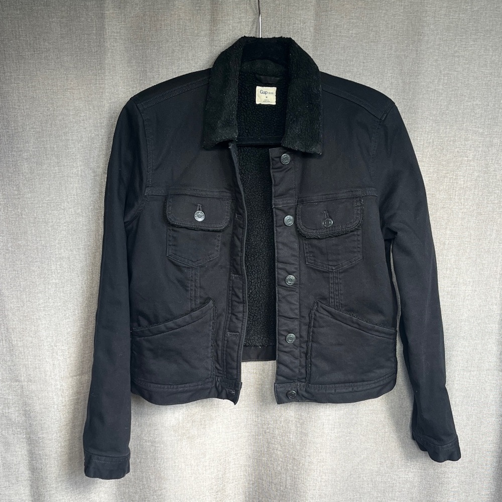 Sherpa Lined Black Denim Jacket